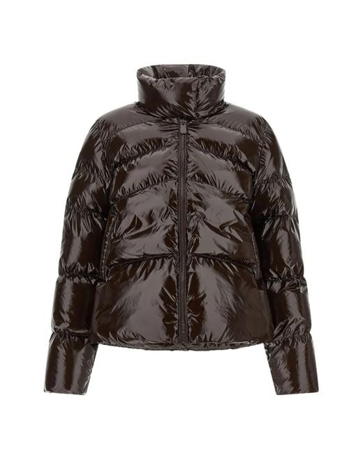 Pinko Brown Quilted Love Birds Puffer Jacket