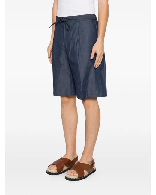 Hevò Blue Pleated Drawstring Shorts for men