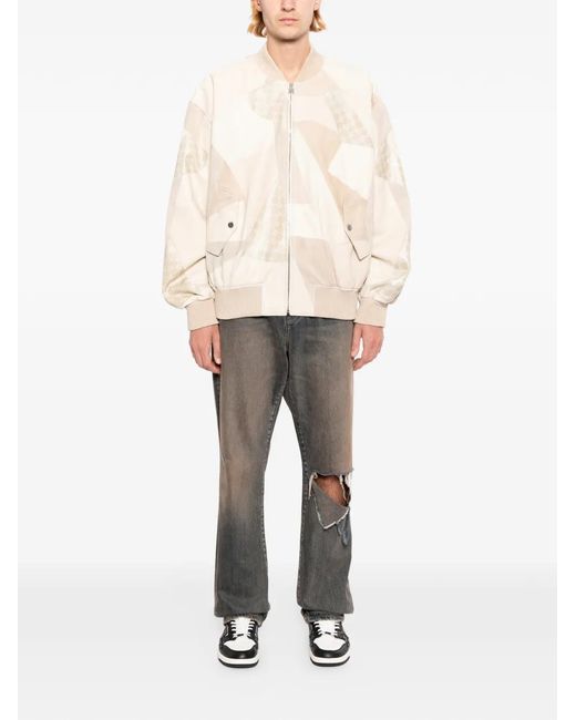 Amiri White Patchwork Bomber Jacket for men