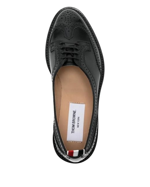 Thom Browne Black Low Throat Wingtip Derby Shoes