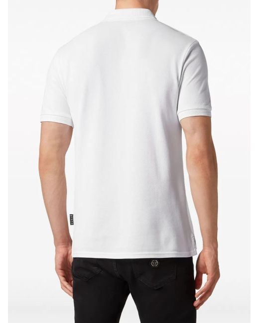 Philipp Plein White Gothic Plein Cotton Polo Shirt for men