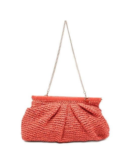 Marella Red Paprica Woven Chain Clutch Bag
