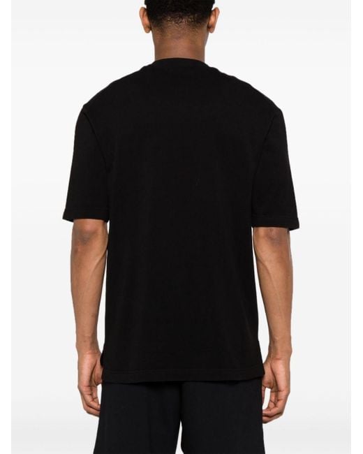 T-shirt en coton à col rond Zegna pour homme en coloris Black