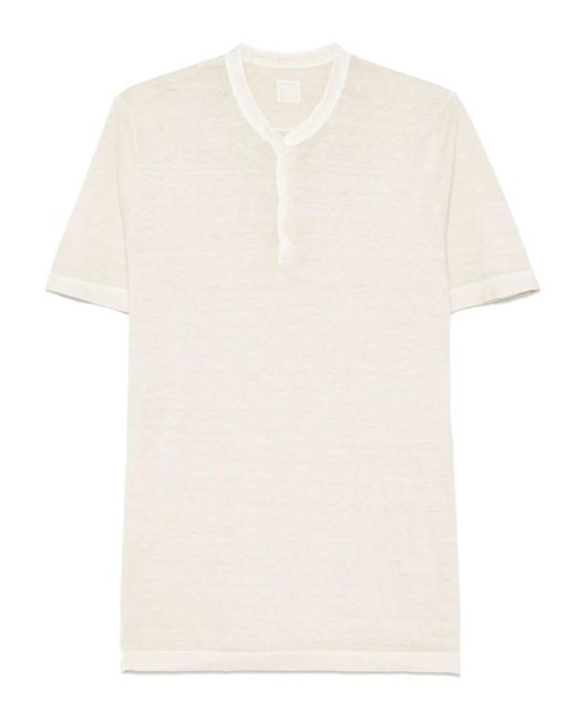 メンズ 120% Lino ヘンリーネック Tシャツ White
