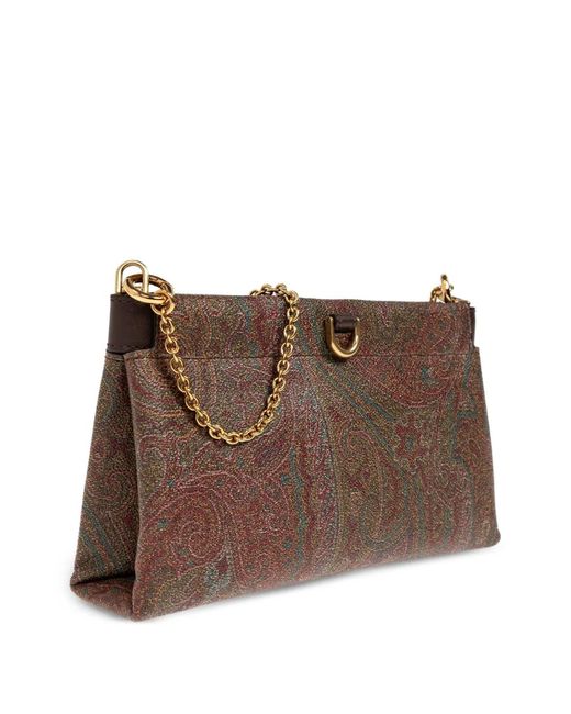 Etro Brown Mini Talk Paisley Clutch Bag