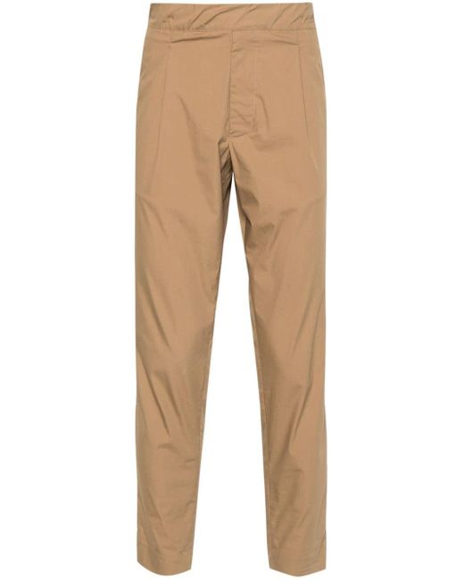 Low Brand Natural Poplin Pleated Tapered Trousers for men