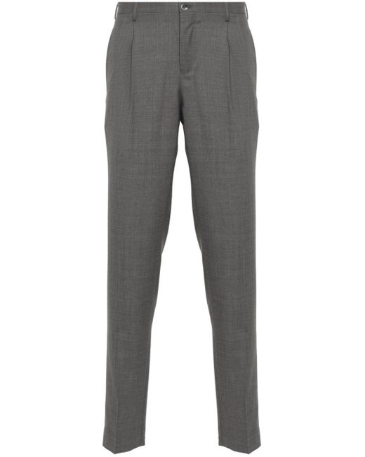 Incotex Gray Tapered Virgin Wool Trousers for men