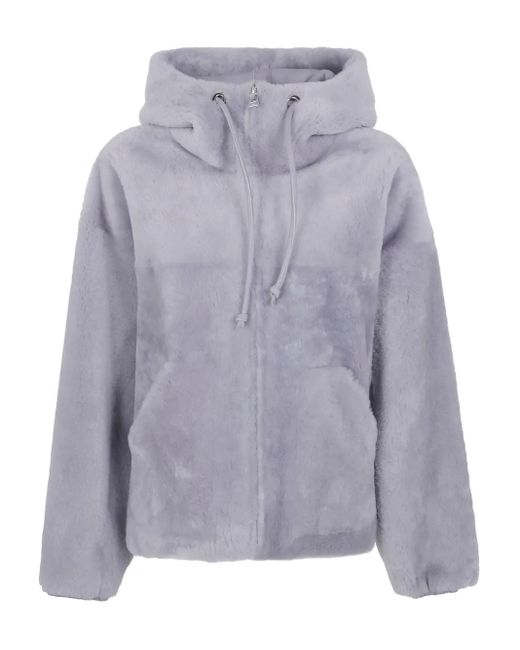 Blancha Blue Hooded Reversible Fur Jacket