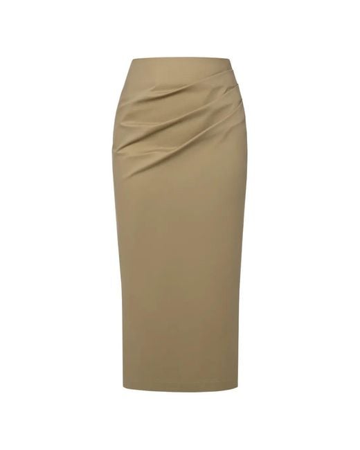 Anouki Natural Draped-Waist Midi Skirt
