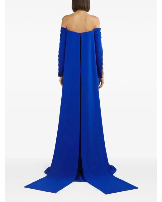 Gatti Nolli by Marwan Blue Floral-Embroidered Gown Dress