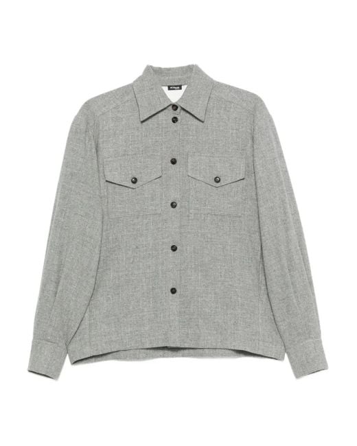 Kiton Gray Chest-Pockets Buttoned Overshirt