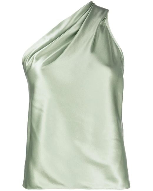 Michelle Mason Green Asymmetric Halterneck Silk Top