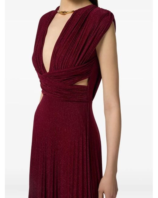 Elisabetta Franchi Purple Burgundy Evening Dress With Deep V-Neckbodice