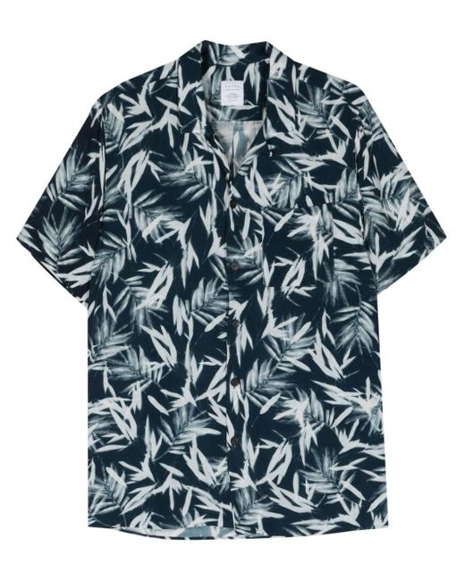 Xacus Blue Legacy Leaf-print Short-sleeve Shirt for men