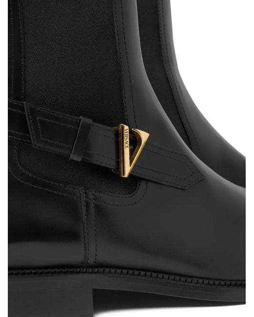 Versace Black Chelsea Round-Toe Boots for men