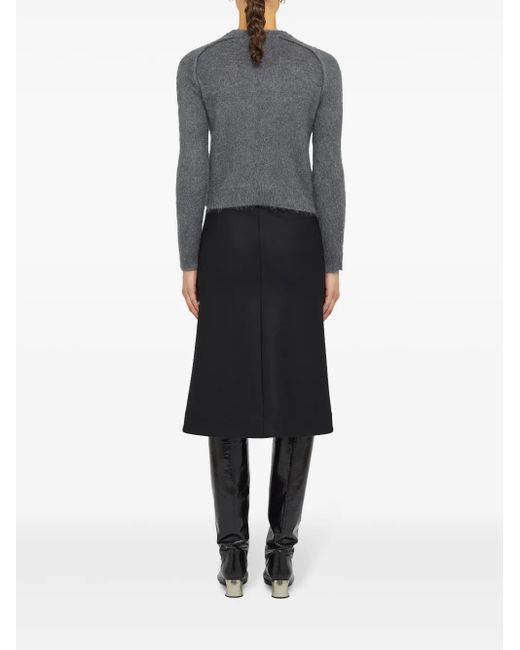 Jil Sander Gray Virgin Wool And Silk Sweater With Brushed Finish