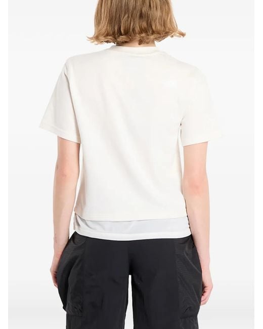 The North Face White Fabric Mix Ss Tee Chest Logo T-Shirt