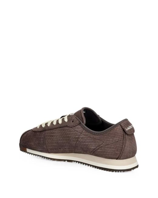 Lacoste Brown Woven-Effect Logo-Patch Sneakers for men