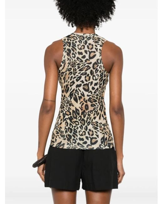 Nanushka Black Anneke Leopard-Print Tank Top