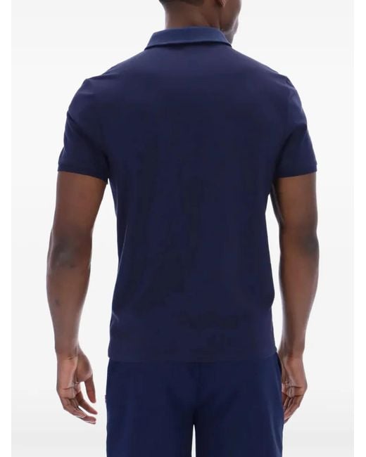 Fila Blue Ettore Logo-Patch Zip-Fastening Polo Shirt for men