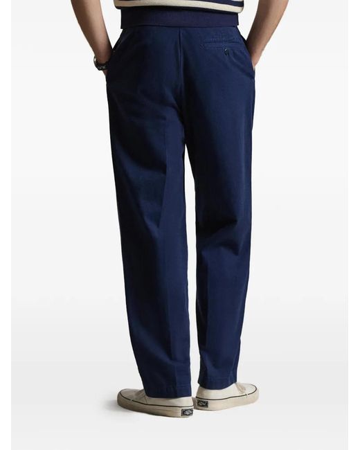 Polo Ralph Lauren Blue Button Pleated Twill Trousers for men