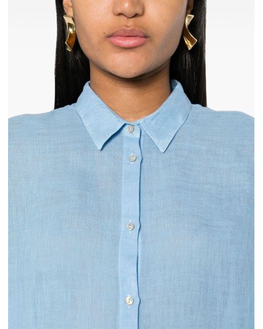 120% Lino Blue Poplin Linen Shirt