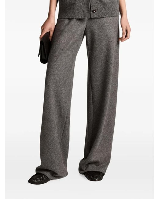 Vince Black Colette Fine-Knit Wide-Leg Trousers