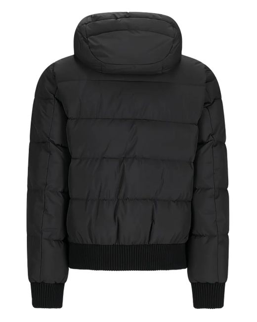 Moorer Black Hooded Quilted Bomber Jacket for men