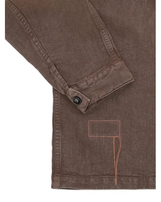 Fortela Brown Front Pockets Logo Button Shirt for men