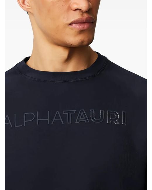 ALPHATAURI Blue Embossed-Logo Crew-Neck Sweatshirt for men