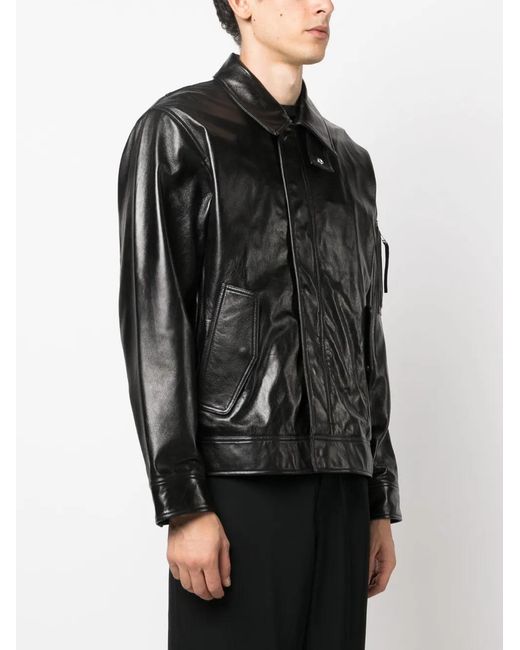 Helmut Lang Black Zip-Up Leather Jacket for men