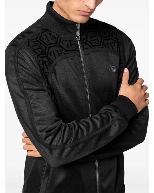 Philipp Plein Black Monogram Track Jacket for men