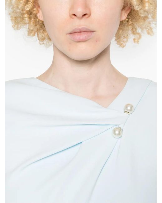 Roland Mouret White Short Sleeve Heavy Cady Belted Midi Dress