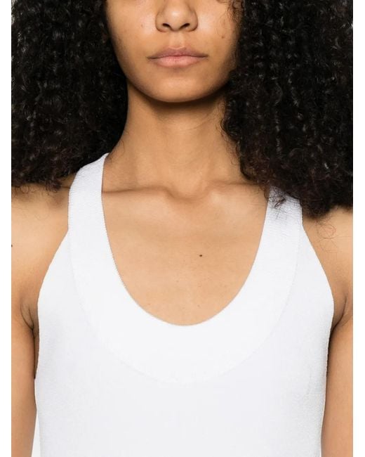 Brandon Maxwell White Ribbed Bodysuit
