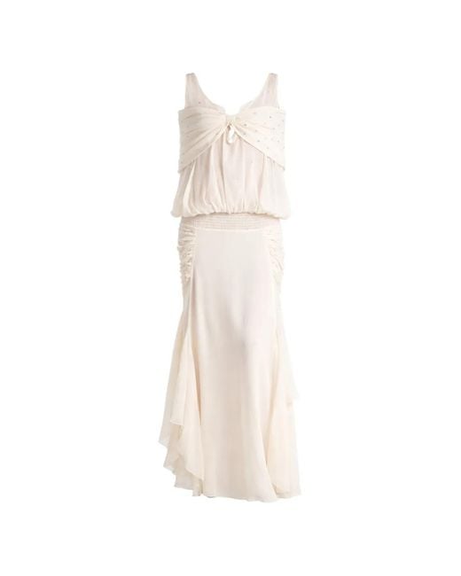 Siedres White Blair Crystal-Embellished Ruched Dress