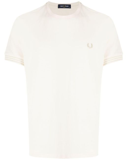 Fred Perry White Logo-embroidered Cotton T-shirt for men