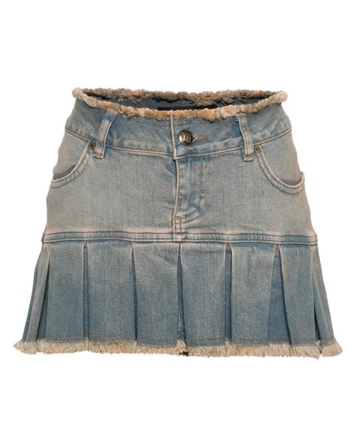 M I S B H V Blue Pleated Denim Mini Skirt - Women's - Recycled Polyester/spandex/elastane/cotton/recycled Cotton