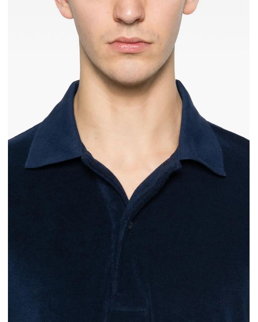 Tom Ford Blue Button Knitted Polo Shirt for men