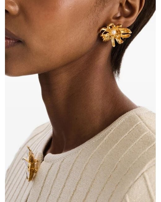 Oscar de la Renta Natural Chrysanthemum Earrings