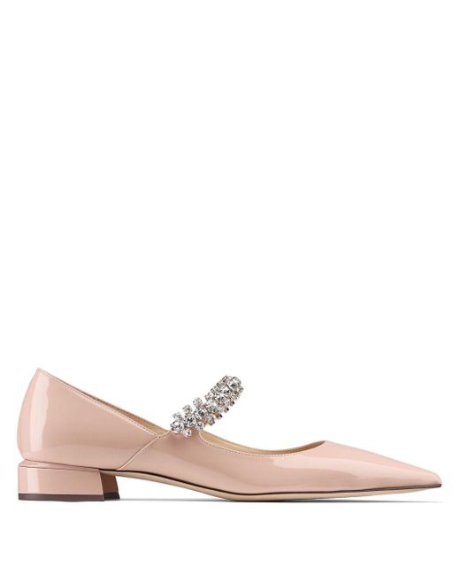Jimmy Choo Pink Bing Crystal-strap Ballerina Shoes
