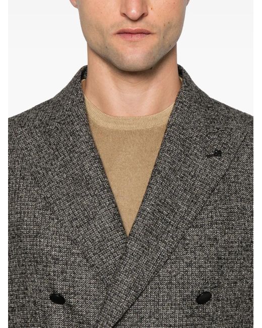 Tagliatore Gray Double-Breasted Wool Blend Jacket for men