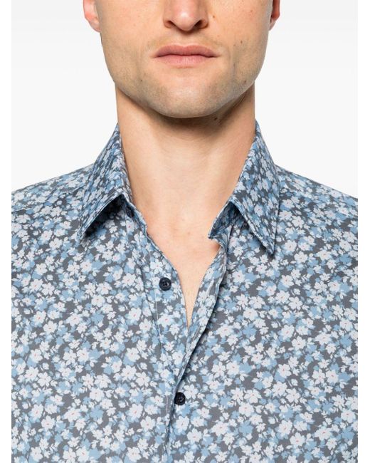 Camisa con estampado floral Karl Lagerfeld de hombre de color Blue