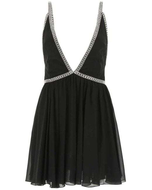 Saint Laurent Black Rhinestone Embellishment Dress