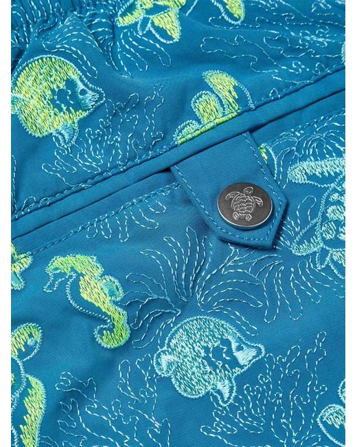 Vilebrequin Blue Embroidered Drawstring Swim Shorts for men