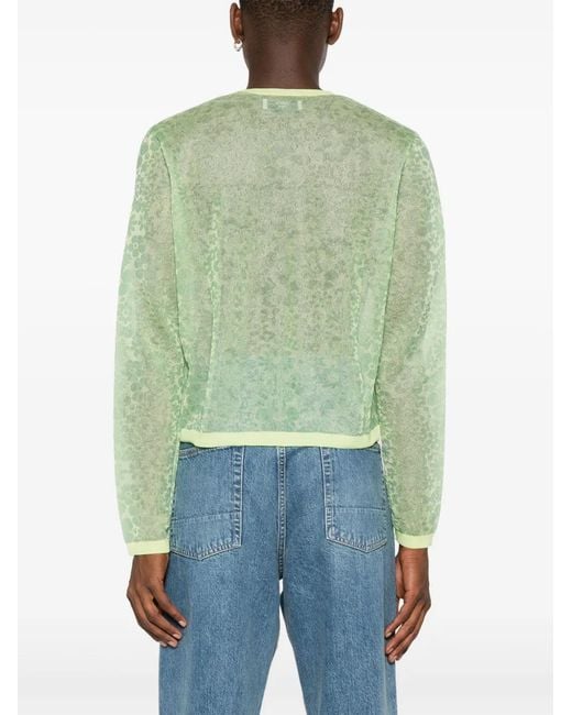Martine Rose Green Floral-Jacquard Cardigan for men