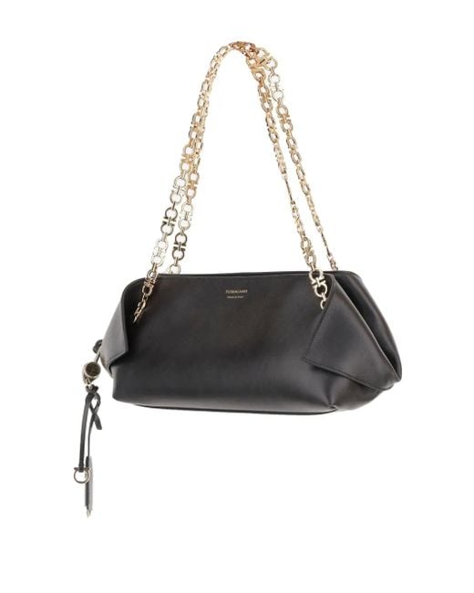 Ferragamo Black Folded Chain-Link Shoulder Bag