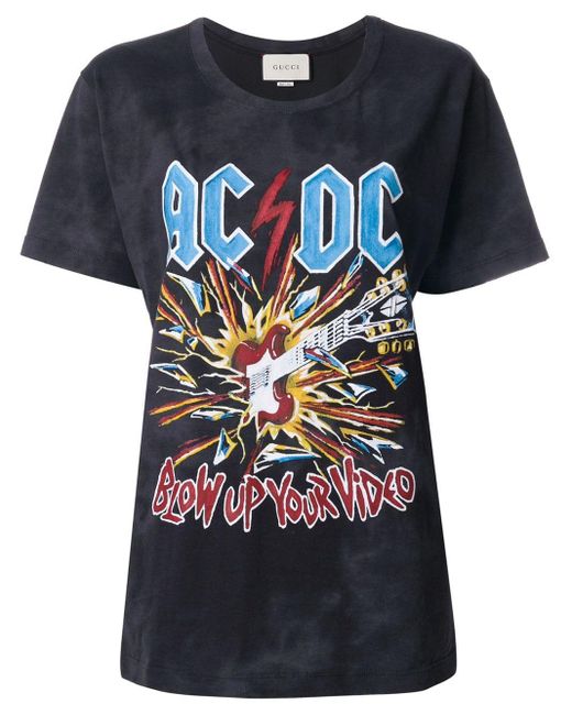 T-shirt stampata 'AC/DC' di Gucci in Gray