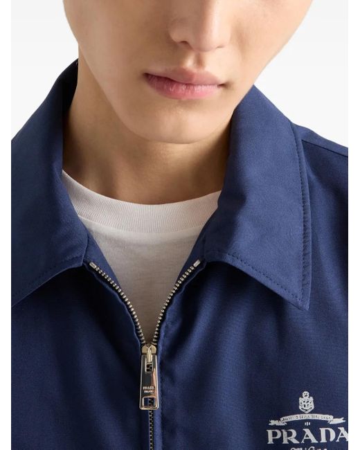 Prada Blue Logo Zip-Up Jacket for men