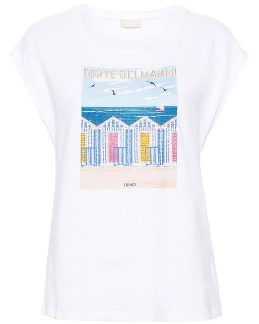 Liu Jo White T-Shirt mit City-Print