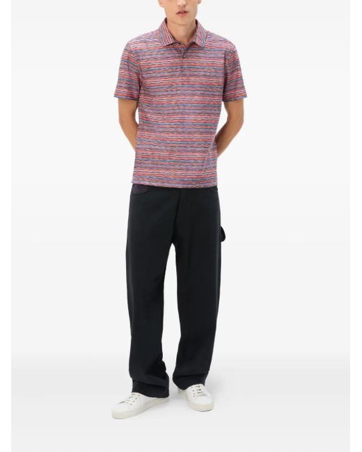 Missoni Pink Striped Short-Sleeve Polo Shirt for men